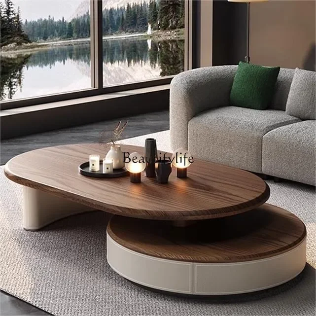 

ld 38ld 38Retro style light luxury retractable round coffee table small apartment modern simple living room home coffee table