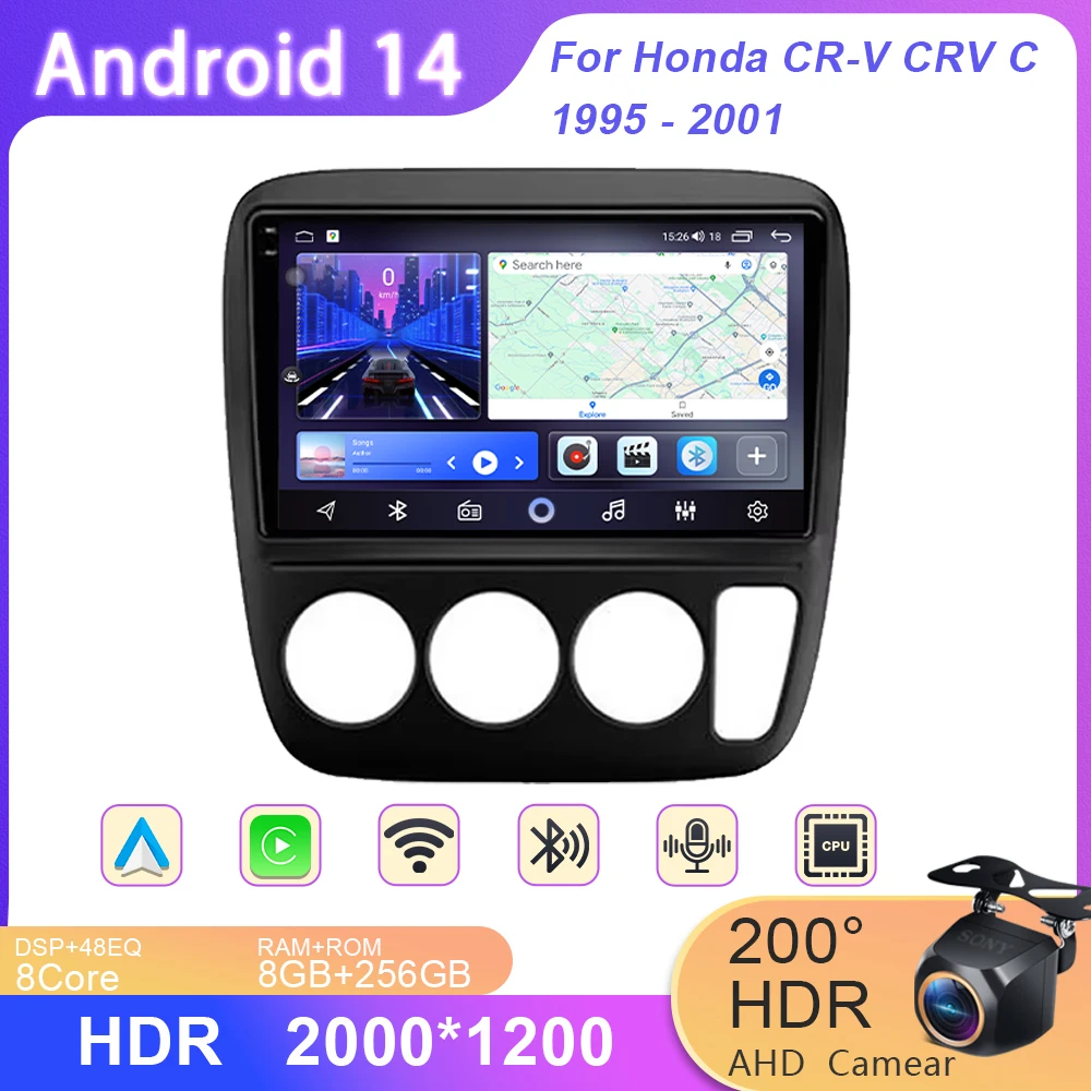 

Car Radio Carplay For Honda CR-V CRV C 1995 - 2001 Navigation Head Unit GPS Android Auto Multimedia Player 5G Wifi No 2din DVD