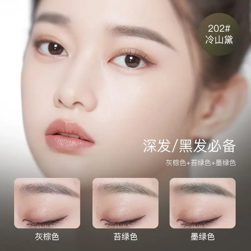 Driekleurig wenkbrauwpoeder, waterdicht, zweetbestendig en niet-ontkleurend wenkbrauwpotlood, natuurlijk wild wenkbrauwmeisje