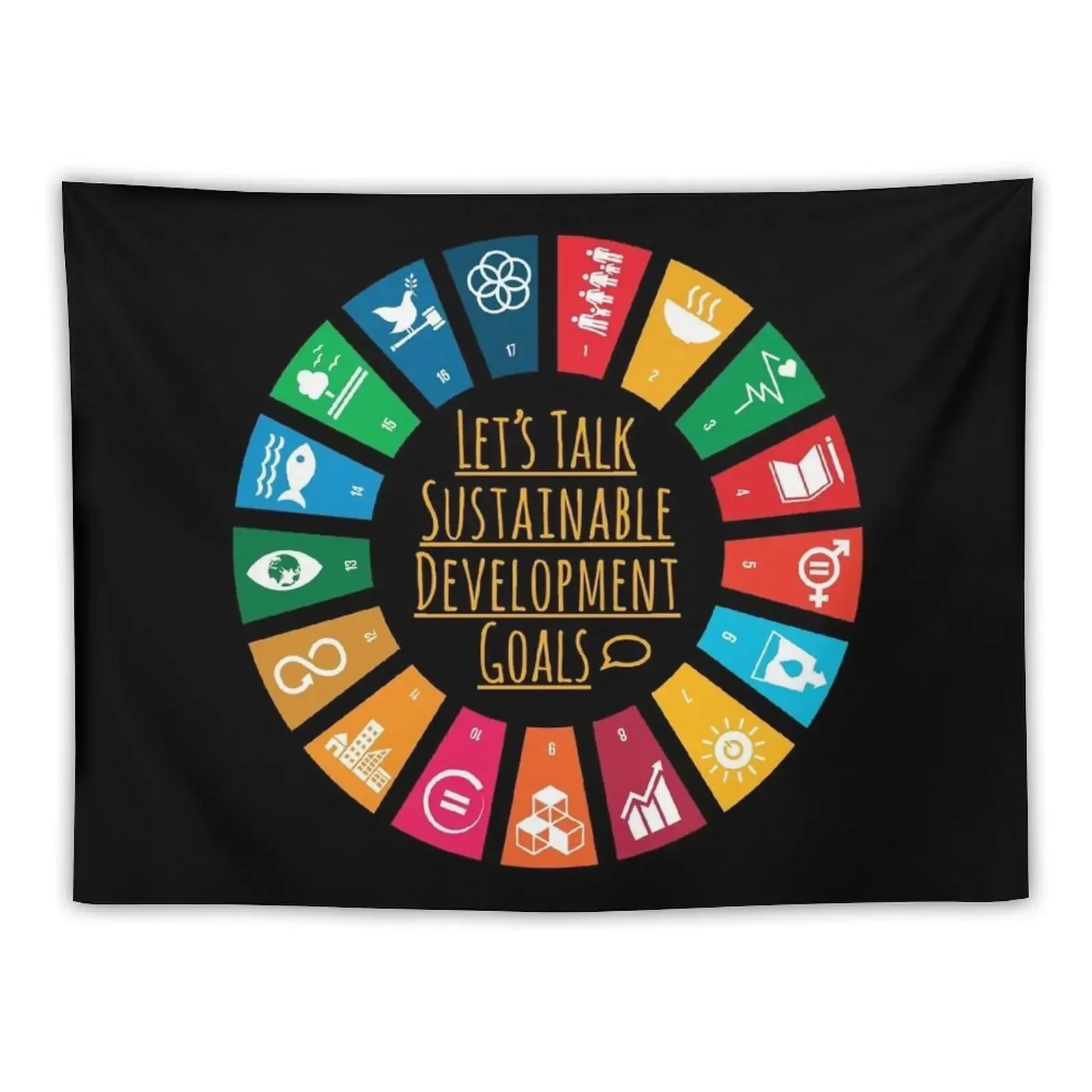 Let's Talk SDGs | UN Global Goals Logo | United Nations Sustainable Development Goals 2030 Tapestry Korean Room Decor Tapestry