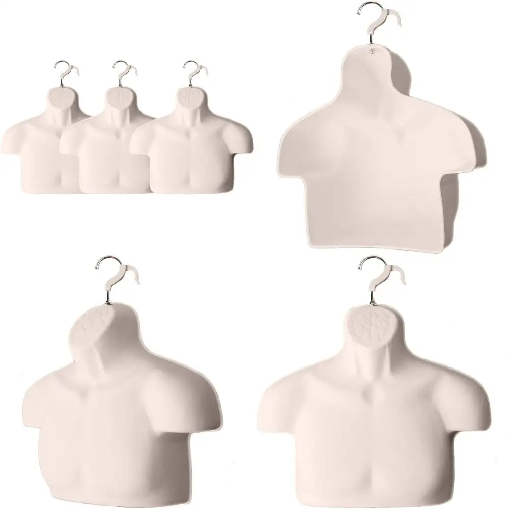 

Male Mannequin Chest Long Hollow Back Plastic Injection Hanging Body Torso Form with Hanging Hook, S-M Size Flesh Tone