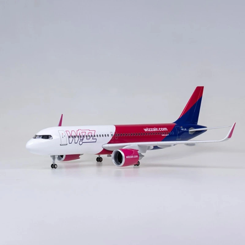 47CM 1:80 Scale Diecast Model Hungarian Wizz Air A320Neo Resin Airplane Airbus With Light And Wheel Collection Display