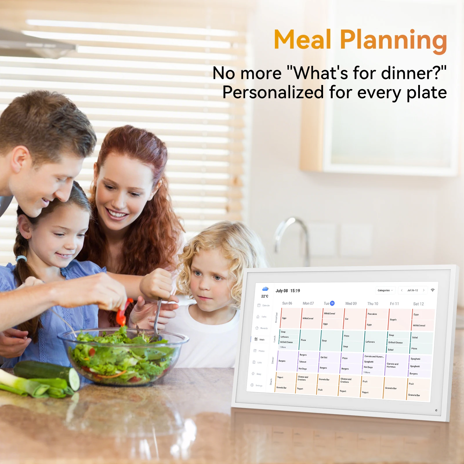 Kingrid P15 15,6 Zoll WLAN Smart Digitaler Kalender, Mahlzeiten- &Aufgabenplanung, Belohnungen für Kinder, Wi-Fi, Google/iCloud-Synchronisierung, 32GB Wand-Touchscreen Smart Elektronischer Kalender mit App-Steuerung – Detail 6
