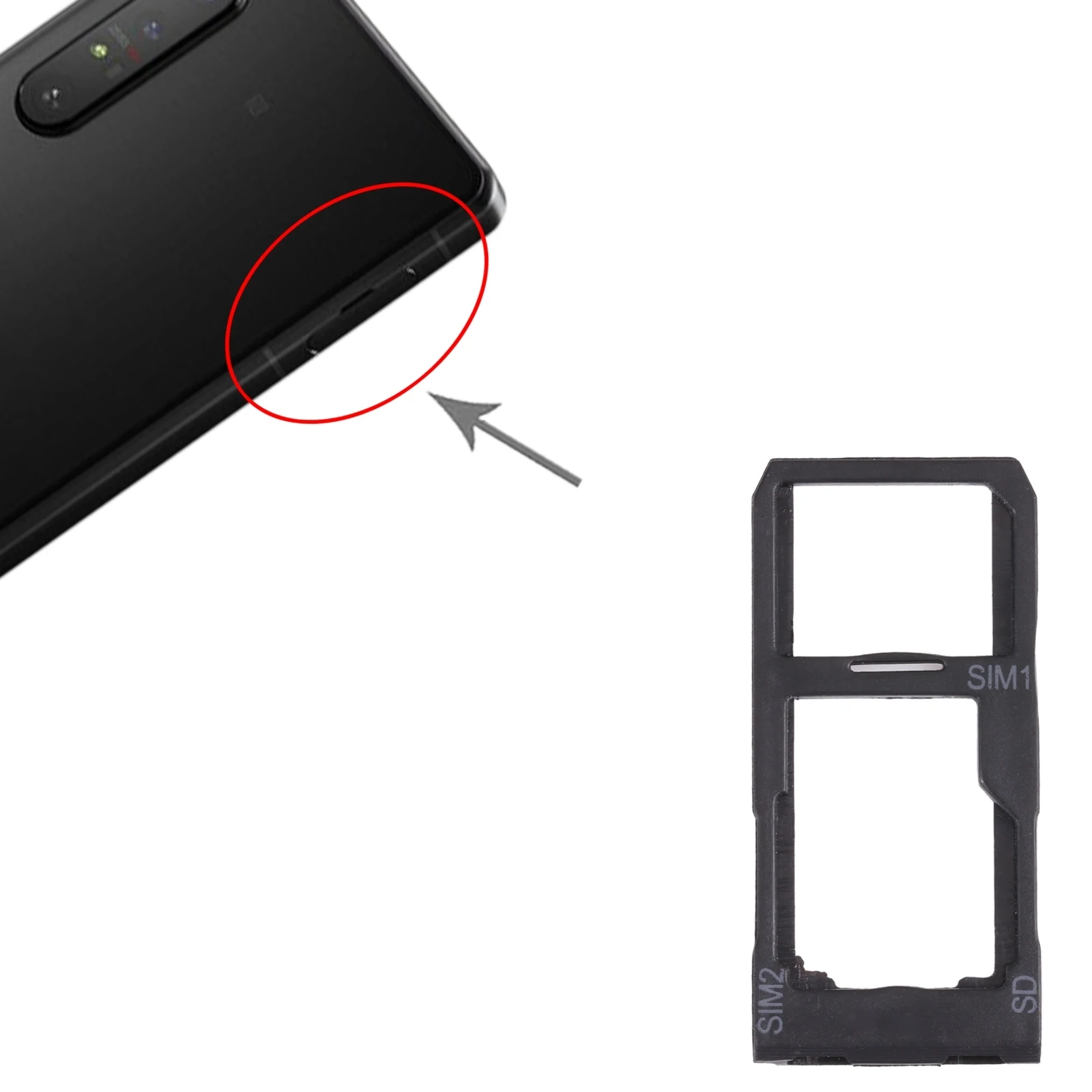 Vassoio per scheda SIM + vassoio per scheda SIM/vassoio per scheda Micro SD per Sony Xperia 1 II / Xperia 5 II / Xperia 10 II vassoio per doppia SIM