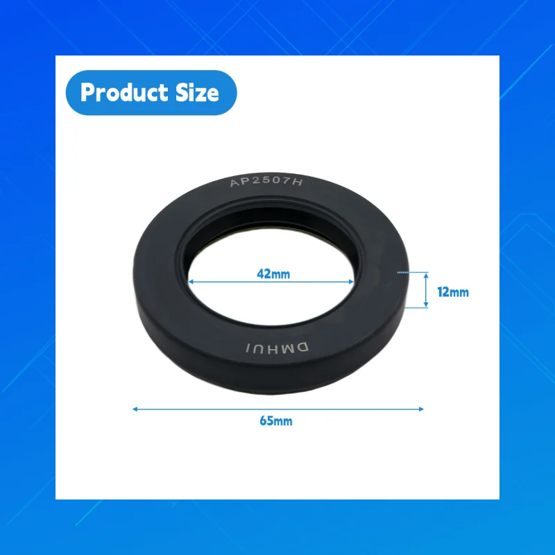 

High-quality skeleton oil seal made of NBR material, TCN type AP2507H, size 42x65x12mm nitrile rubber oil seal. Size 42*65*12mm