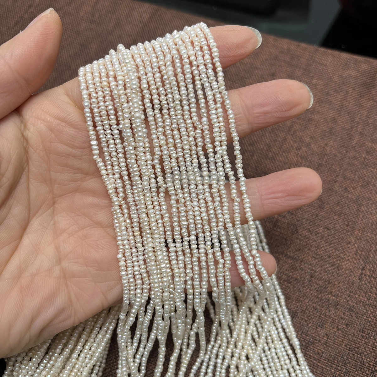 1.8-2mm Natural Freshwater Pearl Beads Flat Small Pearl Loose Spacer Beaded for Jewelry Making DIY Bracelet Necklace 36cm