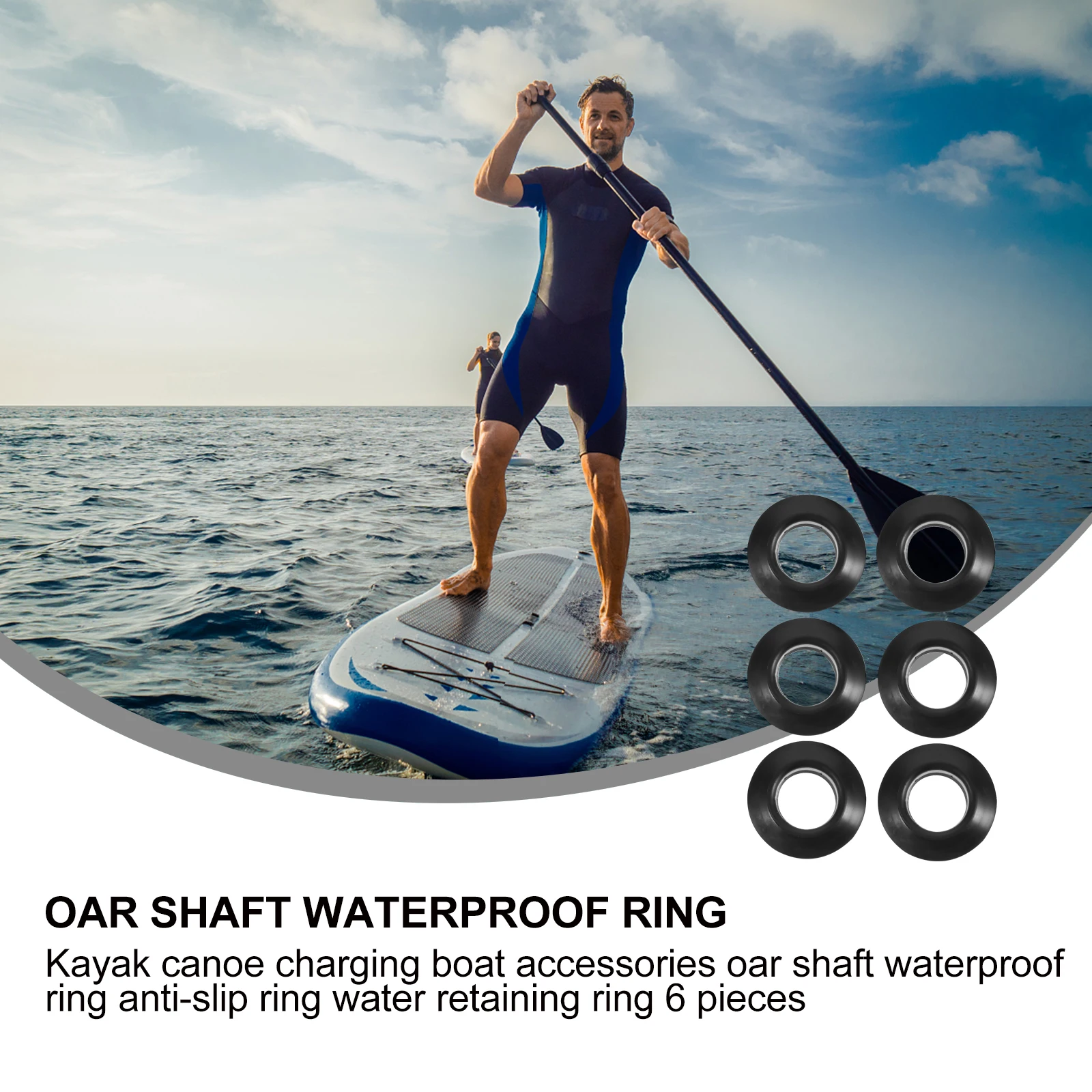 

6pcs Drip Rings for Kayak Canoe Paddle Accessories Lightweight Portable Anti Slip Non Rusty Deflector for Paddles Boat