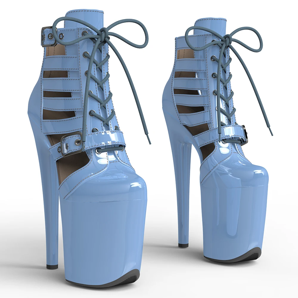 Leecabe 20CM/8inches Patent PU Upper trend fashion High Heel platform Boots Pole Dance boots