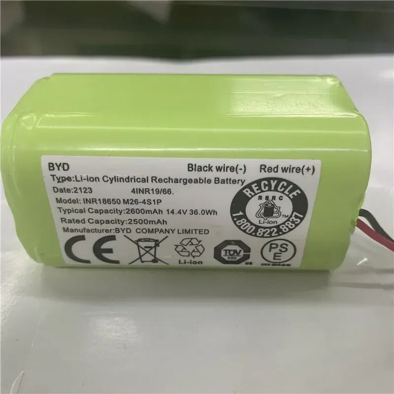 100% Original for INR18650 M26-4S1P battery 2600mAh High capacity for Cleaning robot battery BYD COMPANY LIMITED