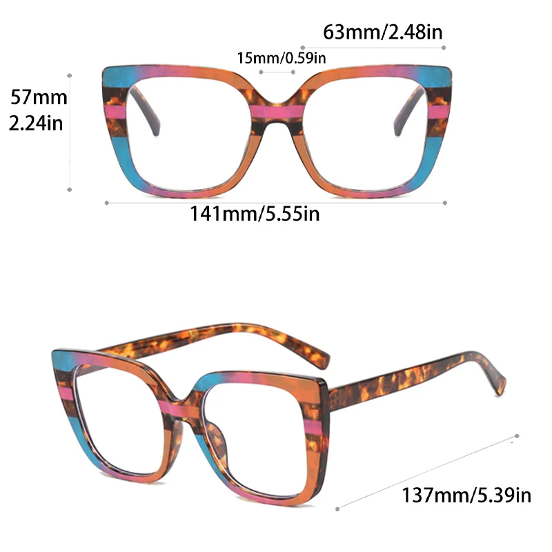 KAMMPT Oversized Square Eyeglasses Frames 2024 New in Brand Design Spectacles Ins Trendy Vintage Multicolor Rim Women Eyewear