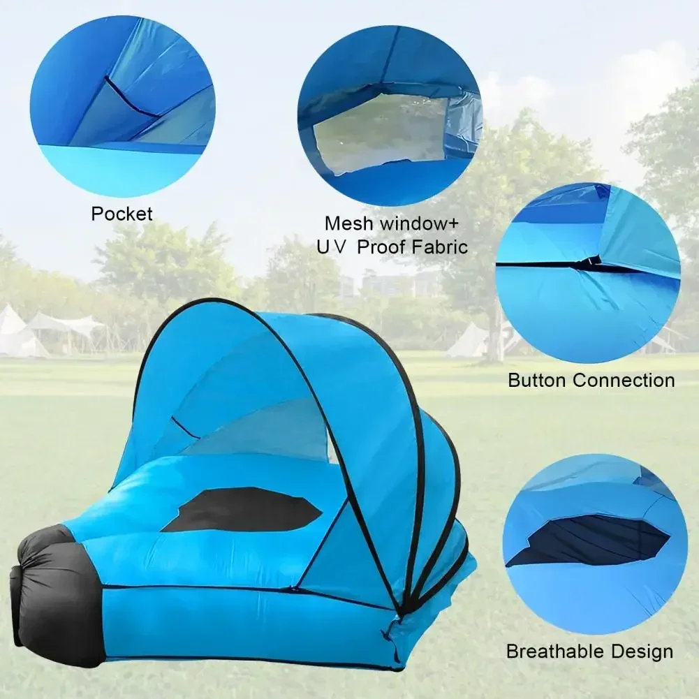 إكسسوارات أريكة قابلة للنفخ مع جزيرة مظلة سرير حديقة قابل للنفخ جزيرة التخييم مع مظلة، سرير كسول قابل للنفخ للتخييم