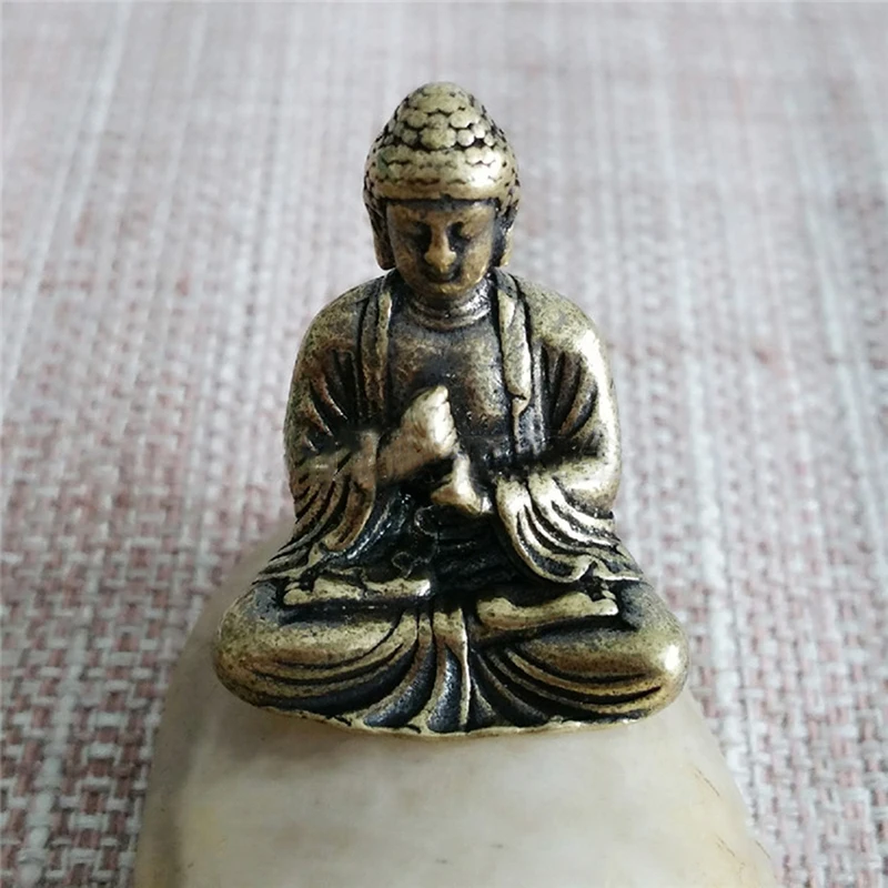 Seated Buddha Statue Brass Mini Buddha Shakyamuni Ornaments Buddhism Meditating Home and Garden Decorative Sculpture Figurines