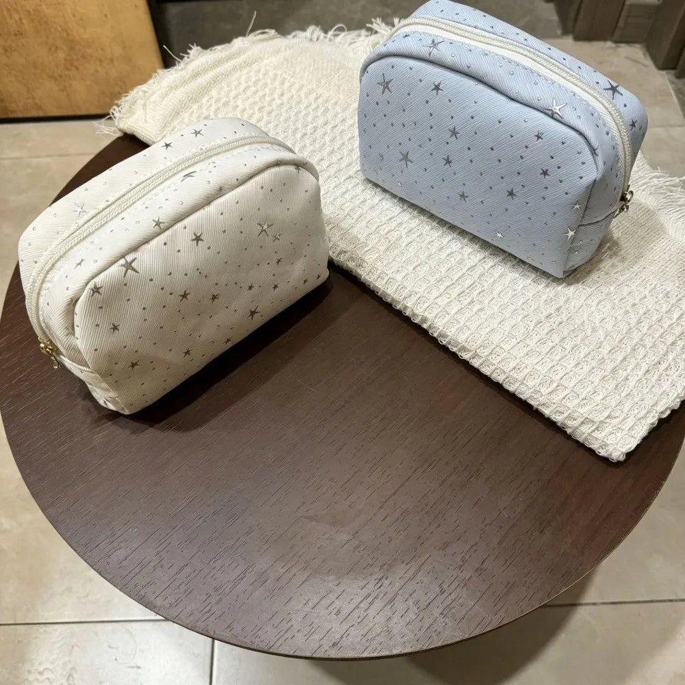1pc Trendy Shining Star Pattern Storage Bag Large Capacity Portable Makeup Bag Multi-functional Cosmetic Bag Gift