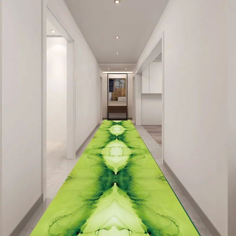 Reese Lobby Carpet Long Rug Hallway Home Corridor Aisle Fresh Green Alcohol Ink Abstract Beach Ethereal Pattern Modern Art Decor