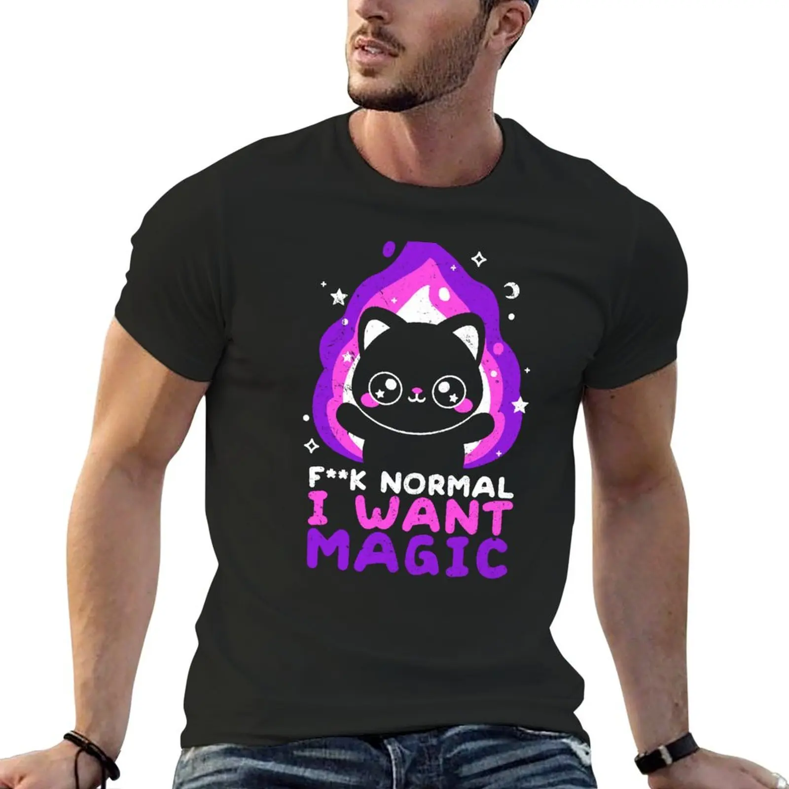 Magicat want magic T-Shirt kawaii clothes new edition for a boy men clothes