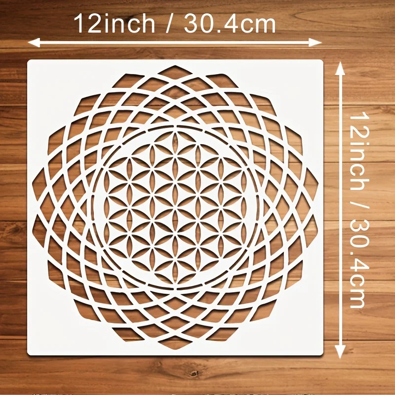 4PCS 11.8 x 11.8 in Mandala Stencils for Painting Geometric Floral Templates for DIY Wall Canvas Fabric Furniture Decor
