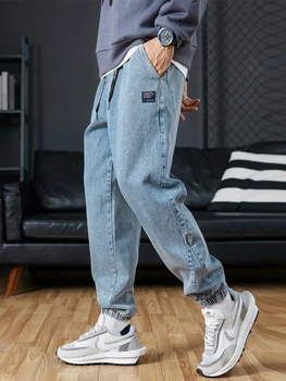 Büyük Boy erkek Jogger Kot 6XL 7XL 8XL Streetweed Siyah Mavi Rahat Denim Kargo Pantolon Streç Pamuk Konik Kot Şalvar Pantolon