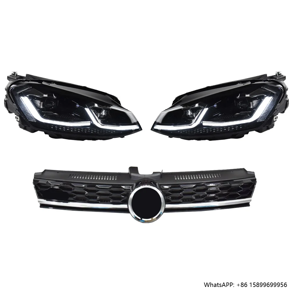 

Car Lights for VW Golf 7 2013-2017 MK7 LED Auto Headlight Assembly and Front Grill Upgrade Dynamic Bicofal Lens Lamp Accessories
