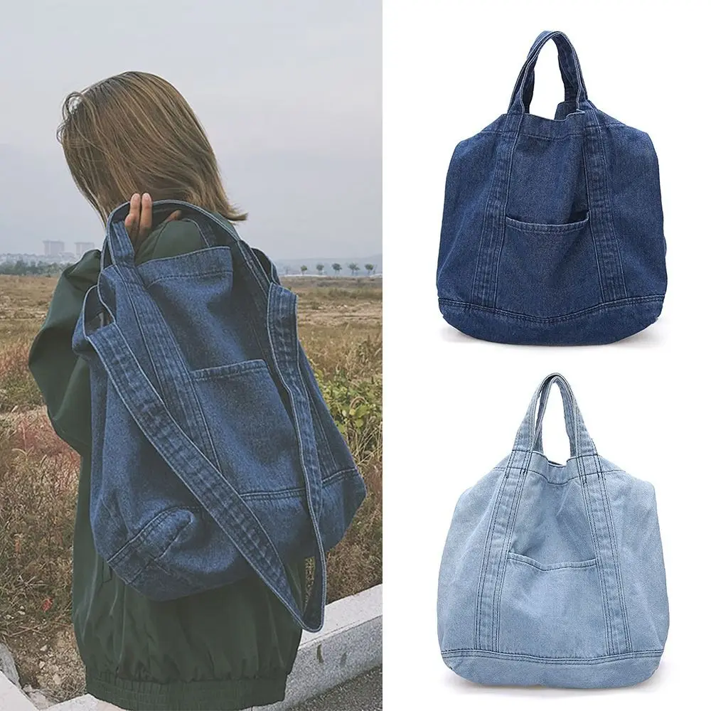 

Denim Fabric Women Shoulder Bag High-capacity Bucket Type Ladies Handbag Crossbody Casual Jeans Bags Wallet/Cosmetics Storage
