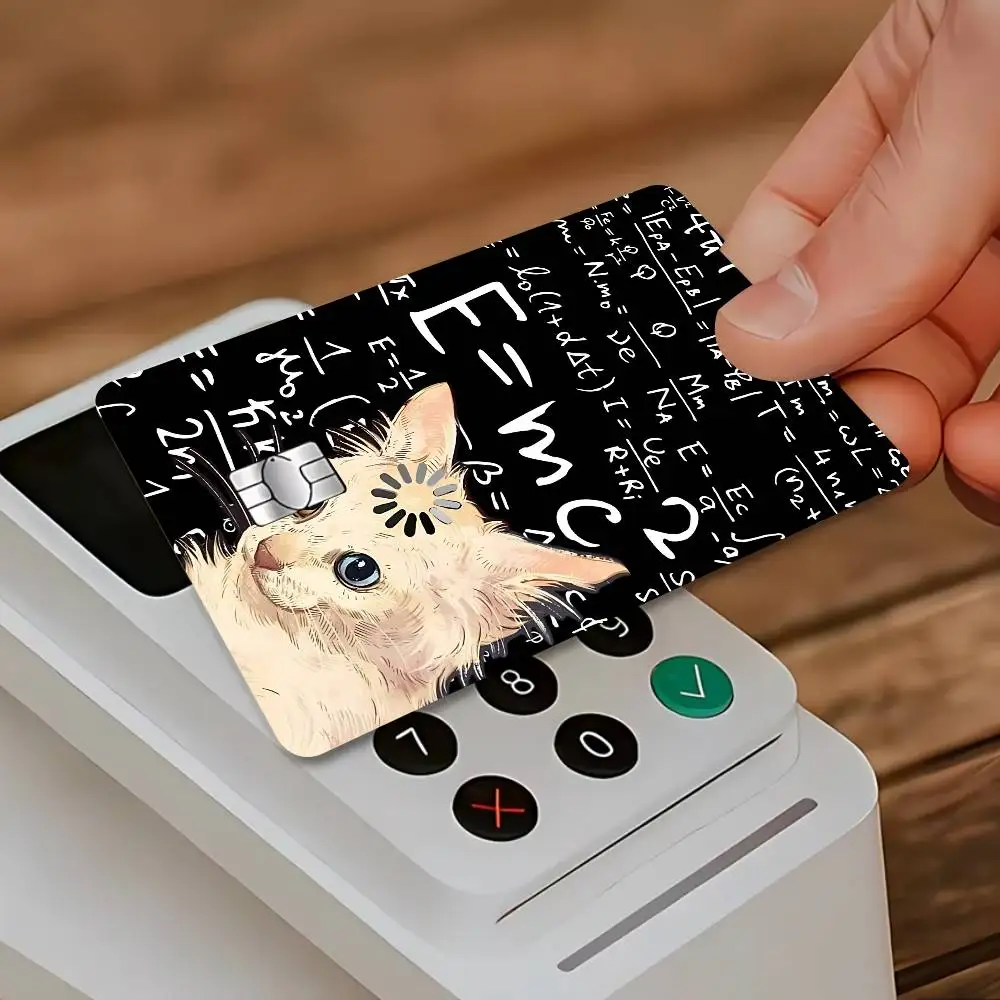 Thinking Cat Card Stickers Sticker Skin Film Cover For Small Chip Credit Debit Card Bus Card HT12