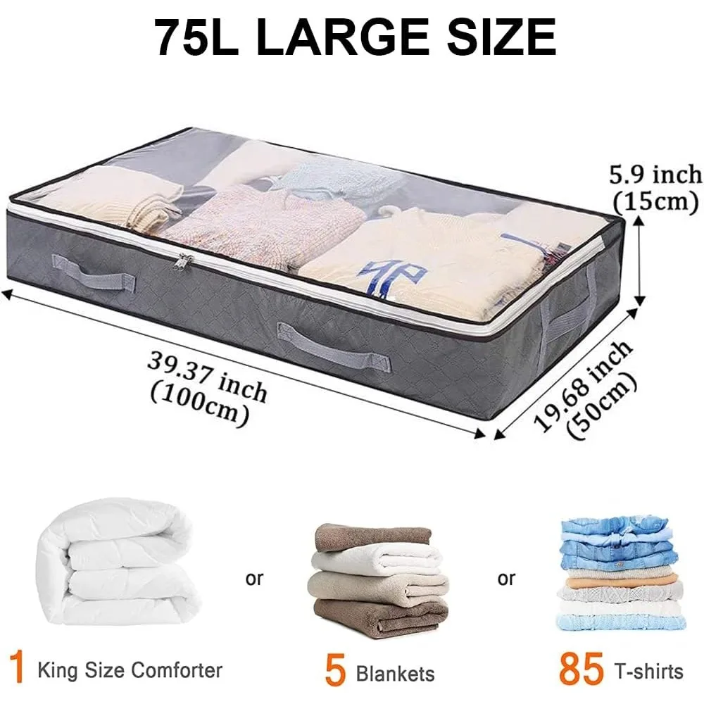 Underbed Storage Bag Foldable Quilt Clothes Storage Bag Large Capacity Dustproof Toys Bags Moisture Dust Proof Proof Organizer