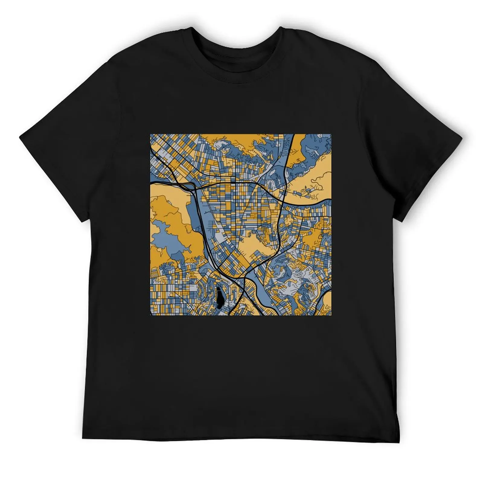 

Glendale Map Pattern in Blue & Gold T-Shirt plus size tops anime shirts graphic tees summer top t shirts for men cotton