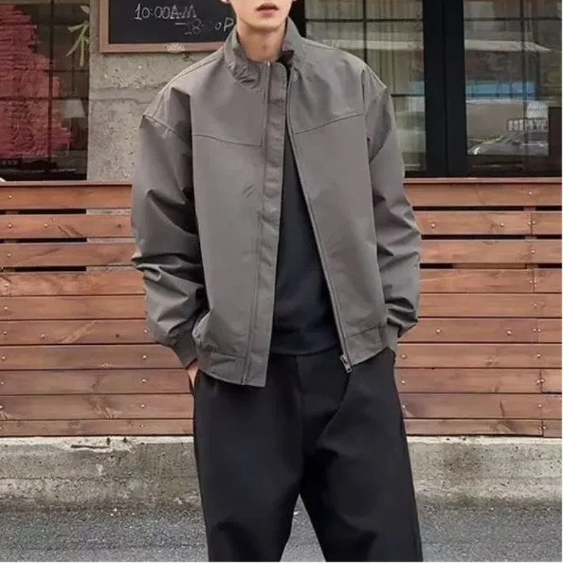 

American Style Jacket New Spring Autumn Style Men's High End Stand Collar Coat Work Style Thin Oversized Windbreaker