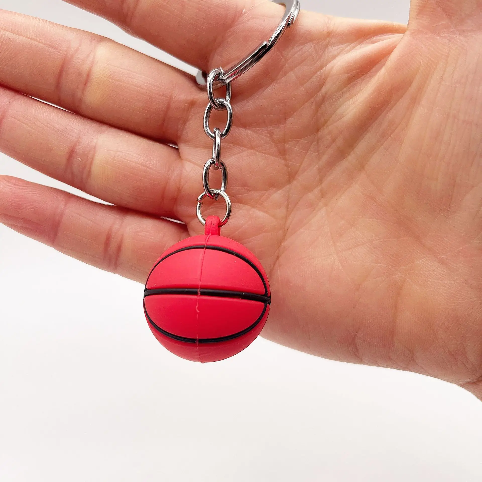 Creative simulation football keychain pendant PVC basketball tennis Rugby keychain