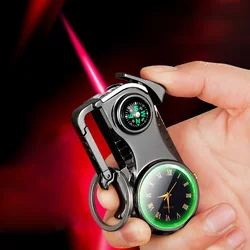 Multifunctional Compass Windproof Torch Watch Lighter Red Flame Gas Cigarette Lighter Wilderness Adventure Gadget Men's Gift