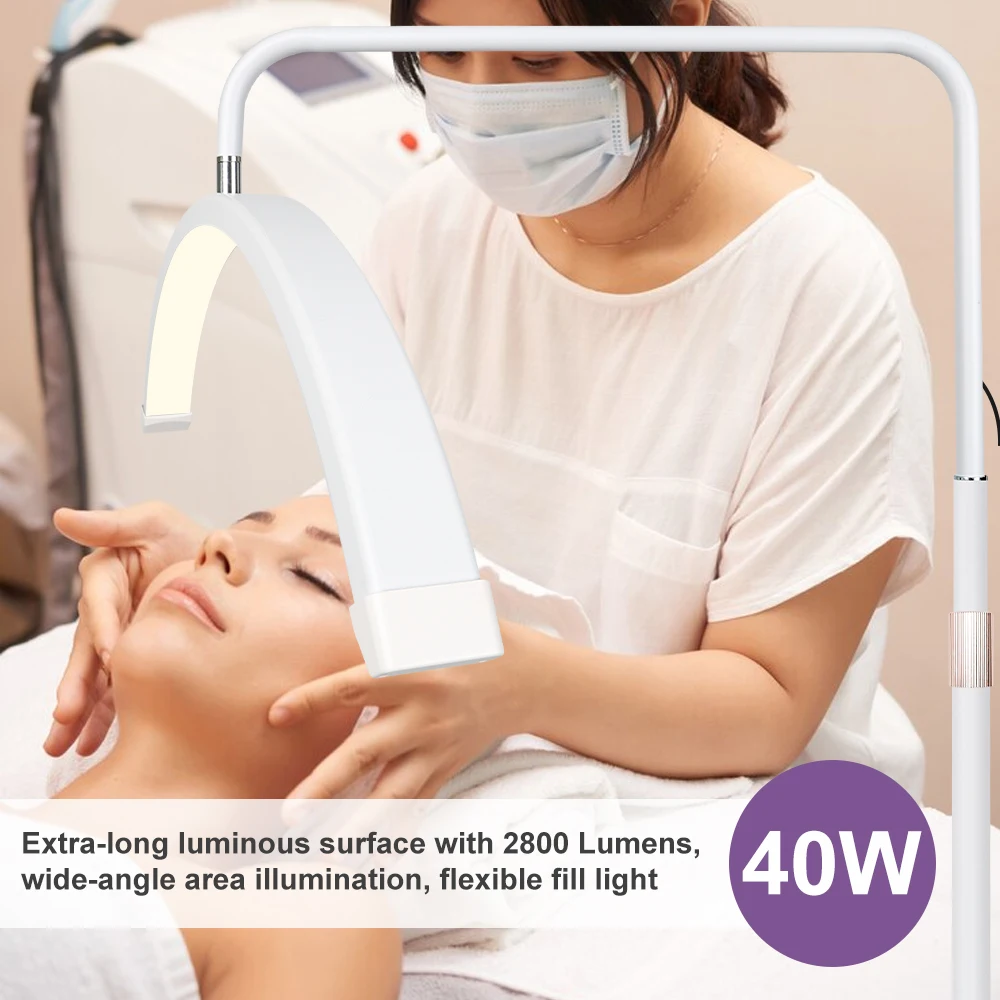 23INCH Lash Light 3200K-7000K 40W Half Moon Lamp Adjustable Height Brightnes for Eyelash Extensions Tattoo Artists Nail Tech