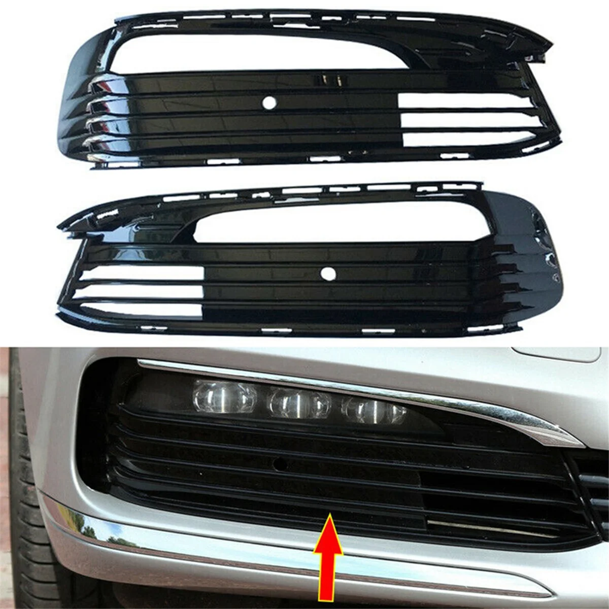 1Pair Front Bumper Fog Lights Mesh Grille Cover Trim 51117358789 51117358790 51117362693 for BMW 7 Series G11, G12