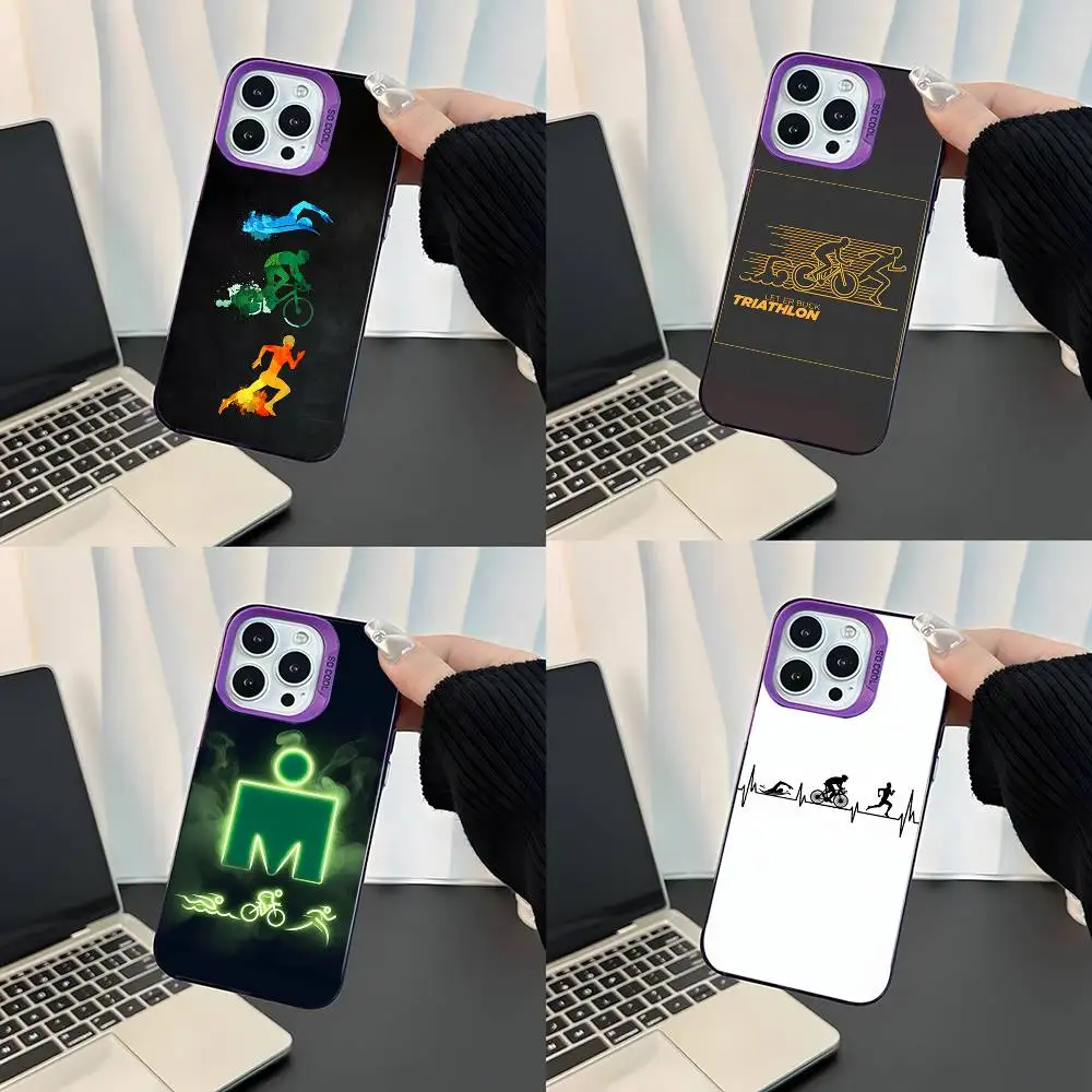 

Triathlon Swim Bike Run Tri Life Purple Matte Shockproof CoverPhone Case For iPhone 17,16,15,14,13,12,11,Pro,XS,Max,Plus