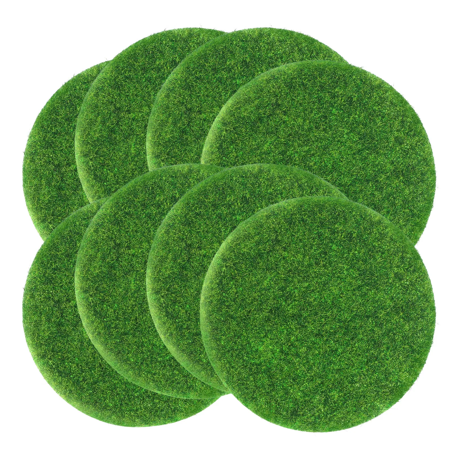 8Pcs Grass Turf Mat For Art Student Decor Round Miniature Artificial Low Maintenance Lifelike Fairy
