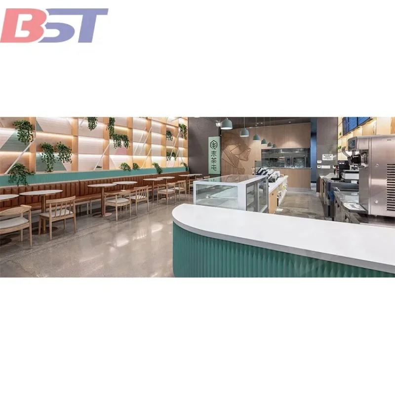 custom.Customized Mall Fast Food Kiosk High End Bar Counter Design Display Cabinet Coffee Milk Tea Shop Counter
