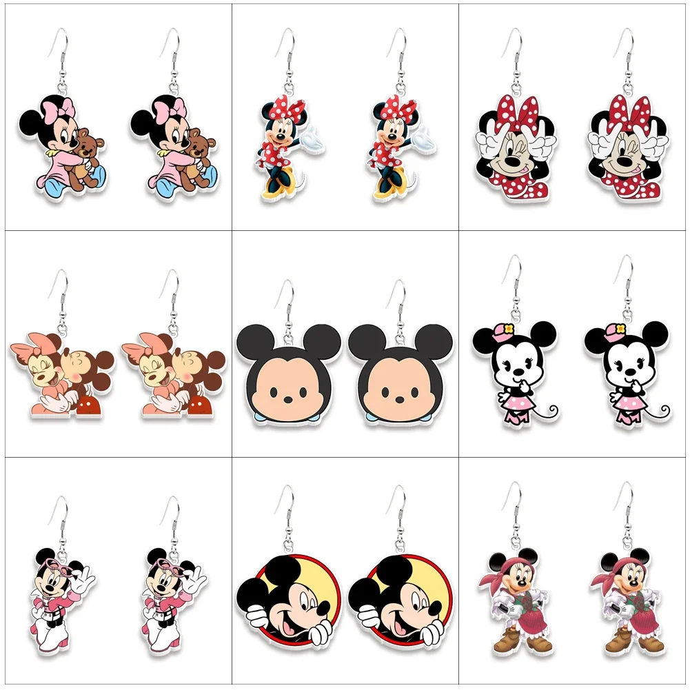 Disney Mickey anting desain lucu, anting desain lucu, Dekorasi Aksesori Perhiasan hadiah pesta ulang tahun anak perempuan