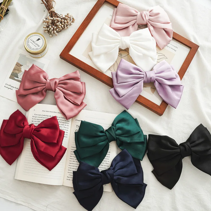 Fashion All-match Hairpins Woman Vintage Linen Barrette Spring Clips Big Bow Knot Hairgrips Korean Style Hair Accessories Girls