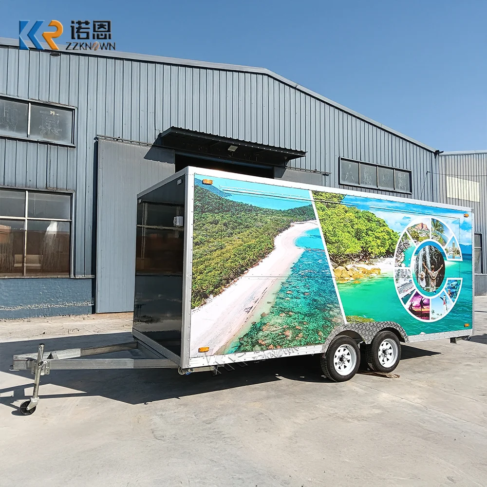 

Snack Consession Booth Mobile Kitchen Food Truck Restaurant Stainless Steel Mobile Fast Food Trailers Fully Equipped