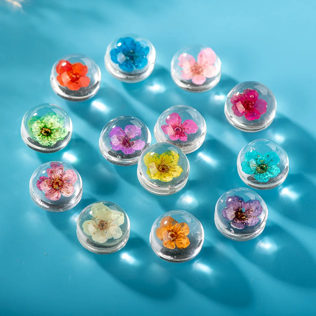 15mm-16mm 5pcs No-Hook Glass Ball And Flowers For DIY Earrings Bracelet Choker Necklace Jewelry Making Beads #IZ213