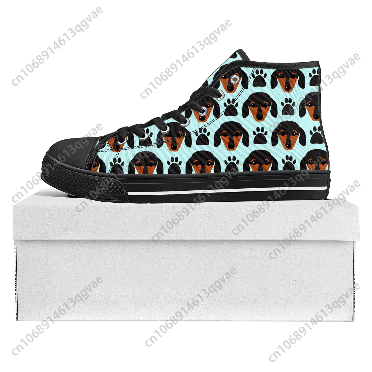 

Cute Dachshund Pet Dog High Top High Quality Sneakers Mens Womens Teenager Canvas Sneaker Casual Couple Shoes Custom Shoe Black