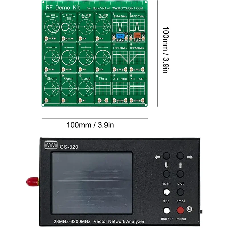 New GS320 vector nano analyzer on Vector Network Analyzer 6GHz RF Antenna Measurement VSWR RF Board Filter RF Test Board