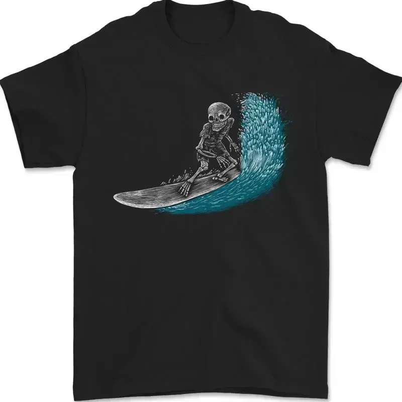 Surfing Skeleton Surf Skull Mens T Shirt Art