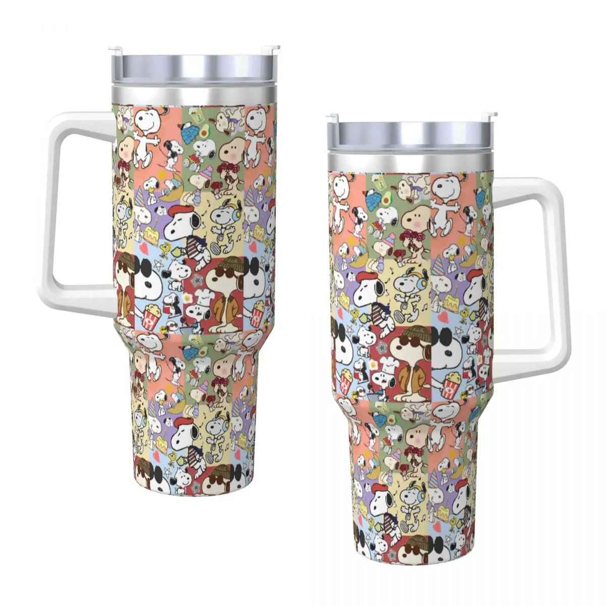 MINISO Snoopy Print Stainless Steel Tumbler Driving Car Mugs 40oz Thermal Cups Portable Cold Drink Milk Tea Water Bottle