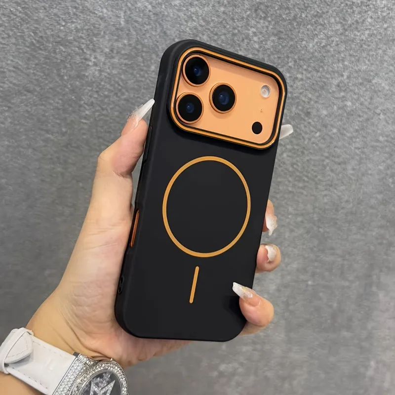 Luxuriöse Farbblock-Matte Magnetische Hülle für iPhone 18 17 Air 16 15 14 Plus 13 12 Pro Max, Kompatibel mit MagSafe Kabelloser Aufladung, Weiche TPU-Abdeckung