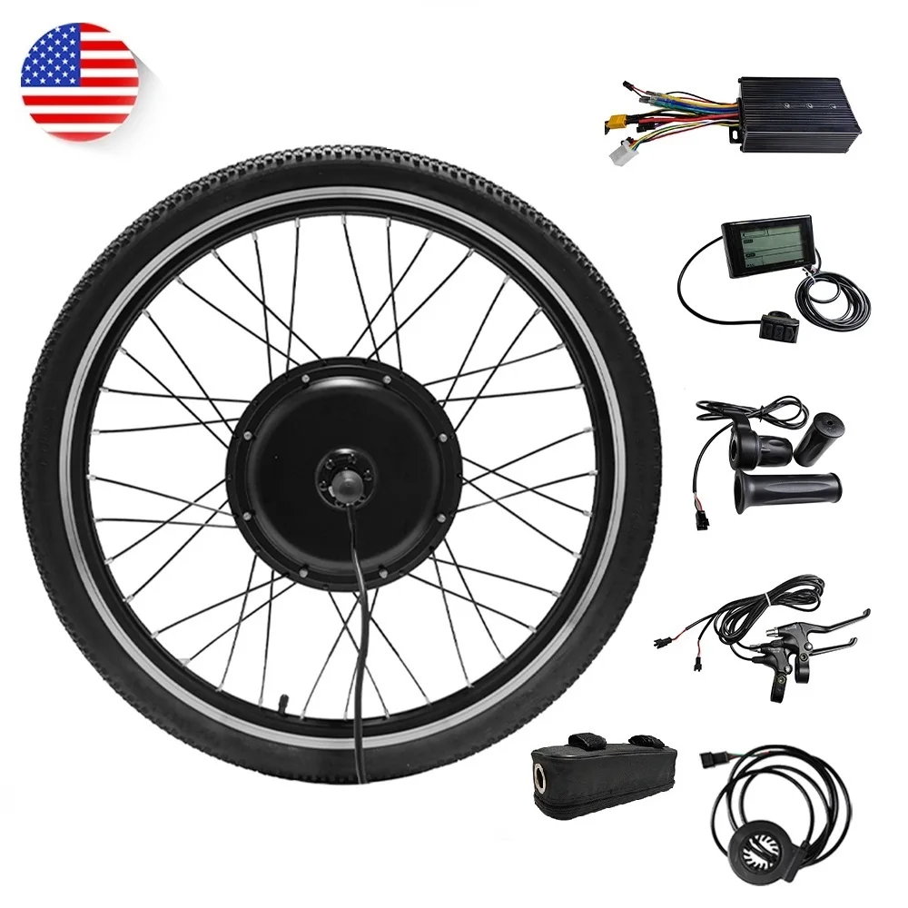 Electric Bike Conversion Kit Gearless Hub Motor 26 Inch 48V 1000W Controller Throttle Bicycle Hub Motor Wheel SW900 Kit