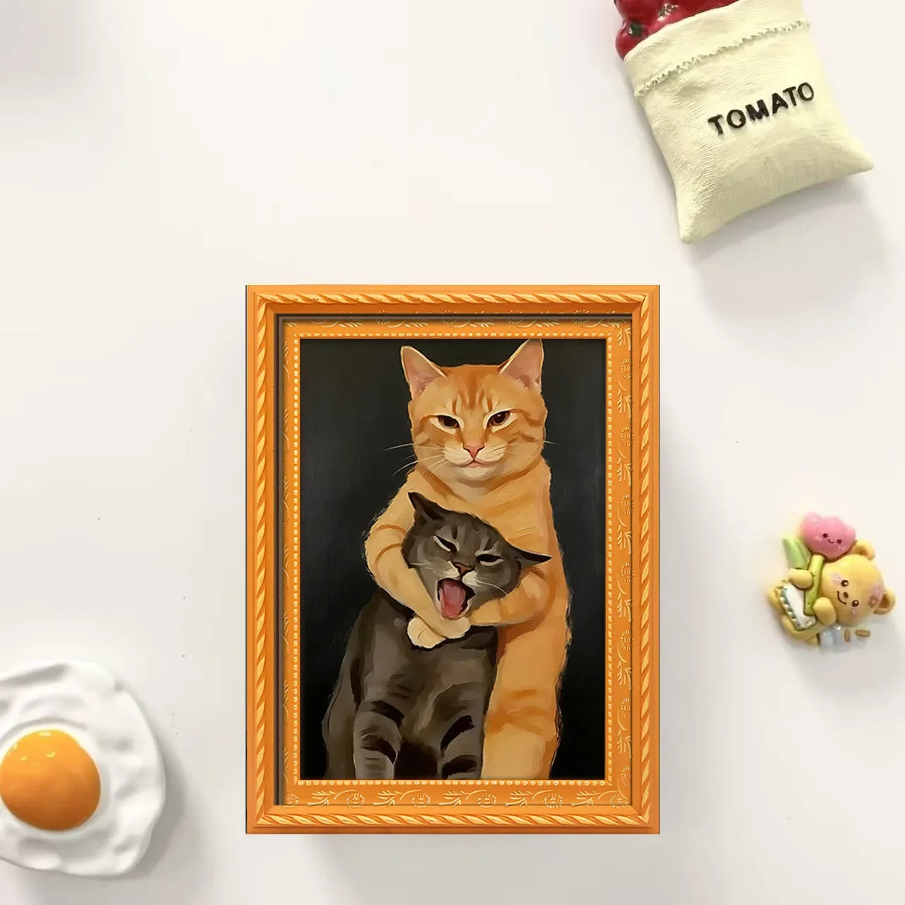 Lustiger Katzen-Umarmungs-Kühlschrankmagnet, Kunstdruck im Vintage-Stil, Kühlschrankaufkleber, dekoratives magnetisches Ornament für Küche und Zuhause – Detail 1