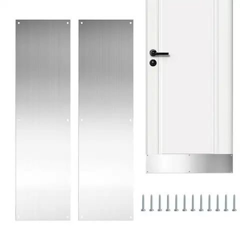 2Pcs/set Door Protector Plate stainless steel Metal Kick Plate Door Protector For Interior Exterior Doors Door Kick Plate