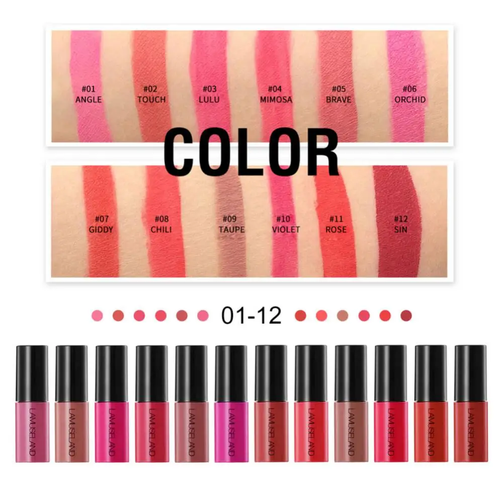 1/3PCS Set Long-Lasting Waterproof Lipstick Matte Lip Gloss Demo Set 12 Colors Mini Lipgloss Makeup Gift Box