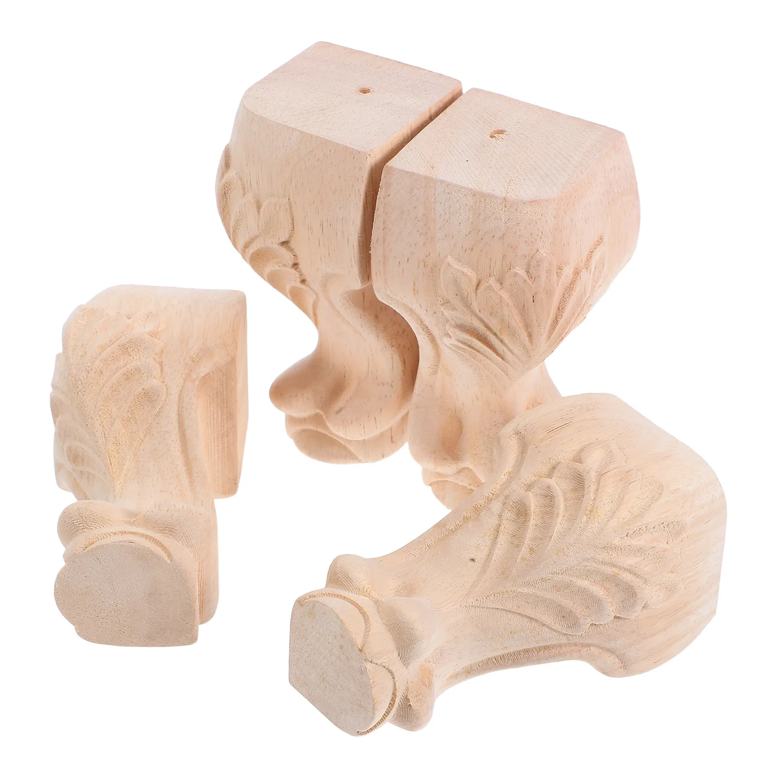 

4Pcs Solid Wood Furniture Legs Carved Decorative Replacement Feet for Cabinet Sofa Dresser Table Wood Furniture Legs