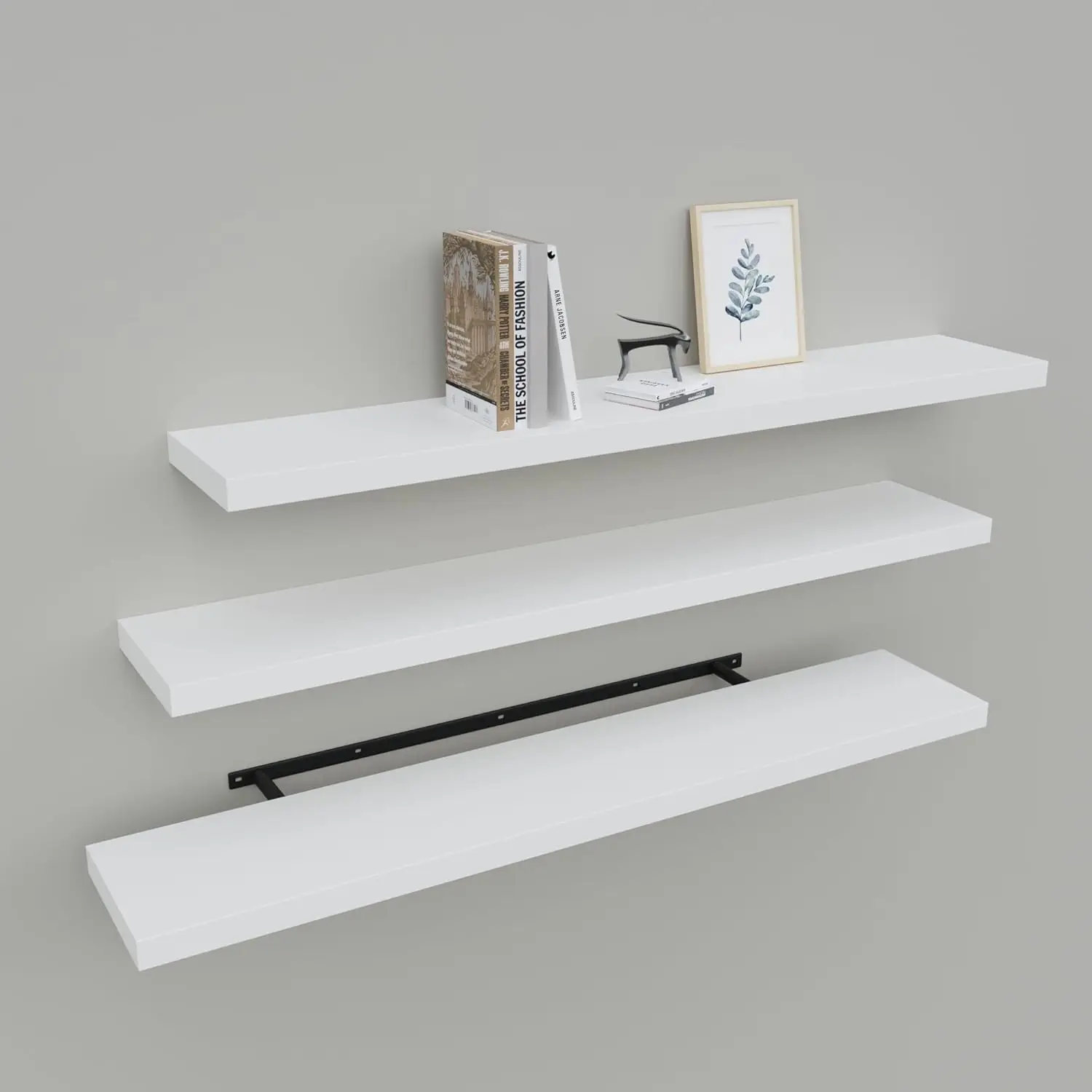 

Set of 3 White Floating Shelves, 36" Long, for Living Room, Bedroom, Kitchen, Bathroom Decor