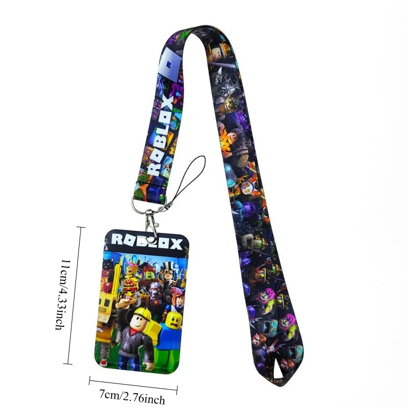 สายคล้องคอธีมโรบ็อกซ์พร้อมที่ใส่บัตร ลายการ์ตูนเกม สายคล้องคอสำหรับใส่บัตรประจำตัวสำหรับเด็ก